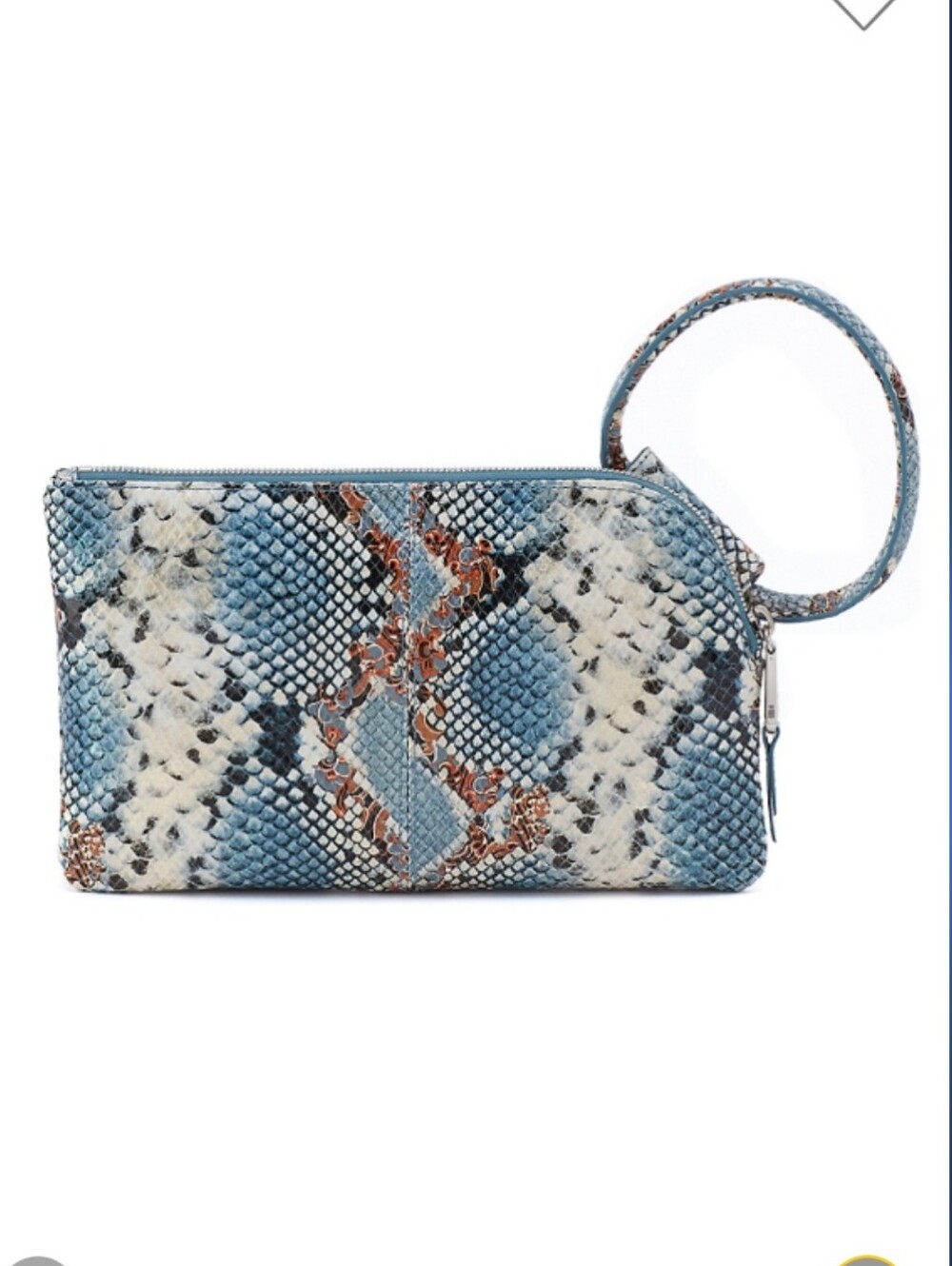 HOBO Blue Python-Print Wristlet Clutch, NWOT